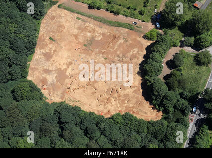 aerial view of an archaeological dig Stock Photo