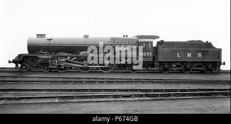 LMS Princess Royal Class 4-6-2 Pacific locomotive No.6201 Princess Elizabeth designed by Stanier and as built ex-works. 1933 Stock Photo