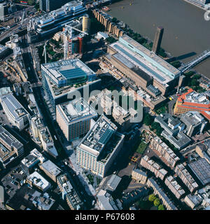 Aerial view of the Tate Modern and 123 Bankside, Southwark, London, UK Stock Photo