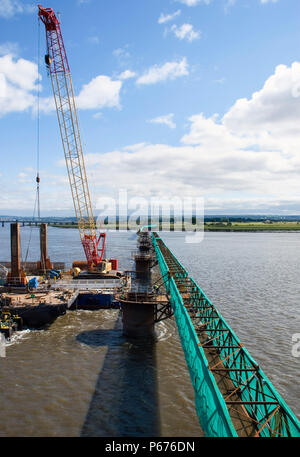 Elivated view of piers and walkway Stock Photo