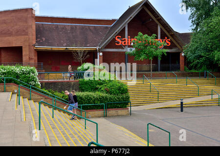 Outside of Sainsbury's supermarket with town square in front, Emersons Green Retail Park, Bristol, UK Stock Photo