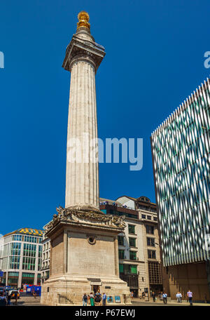 The Monument to the Great Fire of London. Stock Photo
