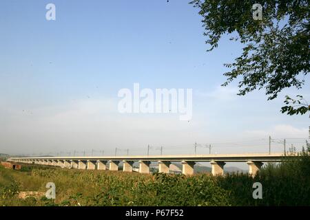 Building the new railway between Jinzhou  and Qinghuangdao. New viaduct at Huludao. September 2005. Stock Photo