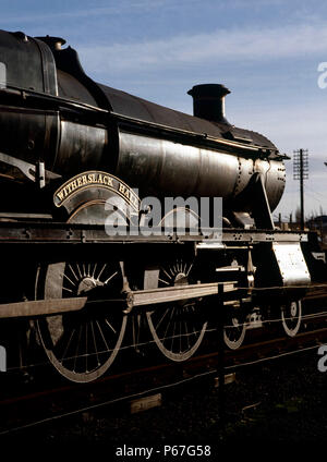 Great Central Railway. No.6990 Witherslack Hall stands in Loughborough Yard. 30.12.1990. Stock Photo