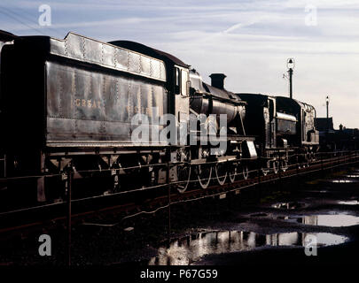 Great Central Railway. No.6990 Witherslack Hall stands in Loughborough Yard. 30.12.1990. Stock Photo