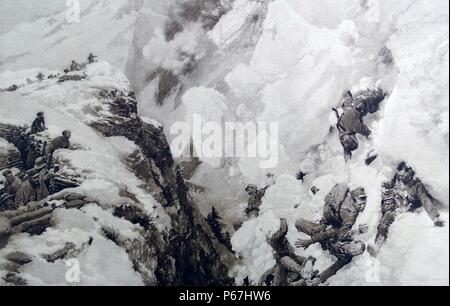 Austrian soldiers swept away by an avalanche in the Italian Alps;   during world war one 1916 Stock Photo