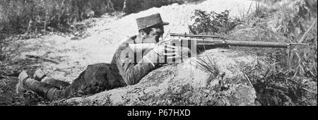 French first world war marksman takes aim Stock Photo