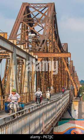 Hanoi, Vietnam - the Cau Chuong Duong, over the Red River, is probably the most famous bridge in Hanoi, often used for photo shootings Stock Photo