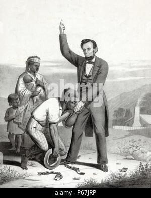 Emancipation of the slaves, proclaimed on the 22nd September 1862, by Abraham Lincoln, President of the United States of North America Stock Photo