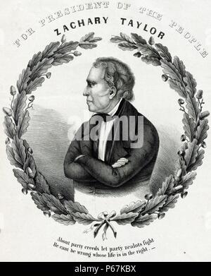 Campaign material for Taylor. Zachary Taylor was the 12th President of the United States. Before his presidency, Taylor was a career officer in the United States Army, rising to the rank of major general. Stock Photo