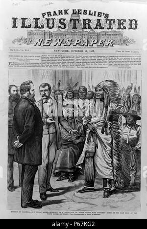 District of Columbia - our Indian allies - interview of a delegation of Indian chiefs with President Hayes, in the East Room of the White House Stock Photo