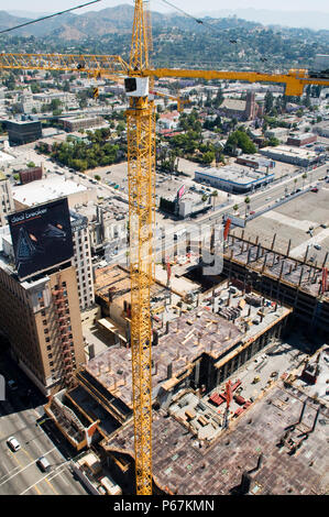 Large construction site with tower cranes, Hollywood, Los Angeles, California, USA Stock Photo