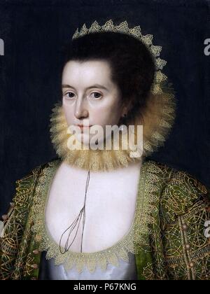 Portrait of Lady Anne Clifford (1590-1676) 14th Baroness de Clifford, Countess of Dorset. By William Larkin (1580-1619) English painter. Dated 1618 Stock Photo