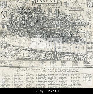 16th Century Map of London by John Norden (1548-1625) English ...