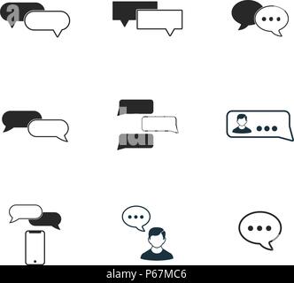 Chat icon set. Line style icon design. UI. Illustrations of chat icons. Pictogram isolated set on white. Ready to use in web design, apps, software, print. Stock Vector