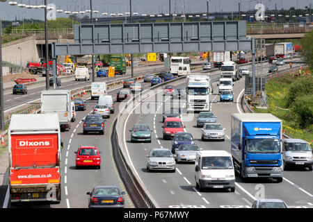 Heavy traffic on the M25 Motorway, London. Stock Photo
