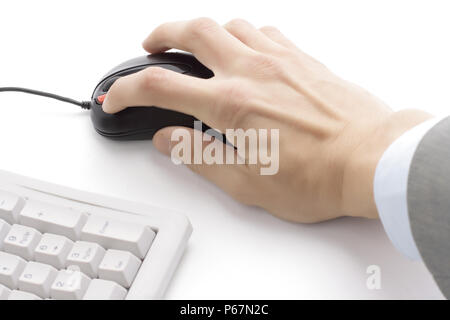 closeup . man working on an old keyboard Stock Photo