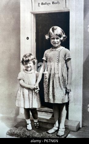 Princess Elizabeth (later Elizabeth II) with her sister Margaret and mother Queen Elizabeth