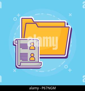 document folder icon over blue background, colorful design. vector illustration Stock Vector