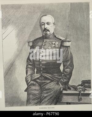 Engraving of Marshal François Achille Bazaine (1811 - 1888)  French General and from 1864, a Marshal of France, who surrendered the last organized French army to the Prussians during the Franco-Prussian war. Dated 1870 Stock Photo