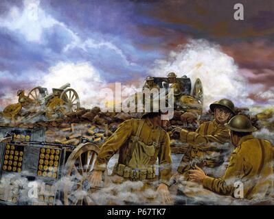 Painting titled 'Truman's Battery' by Dominic D'Andrea. Dated 1918 Stock Photo