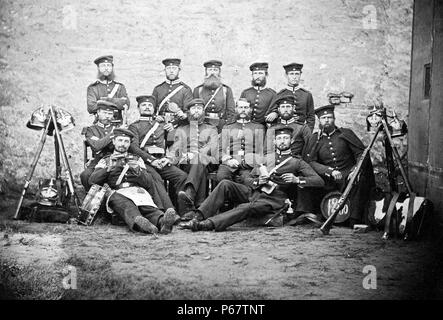 Prussian soldiers photographed during the Austro-Prussian war of 1866. Stock Photo