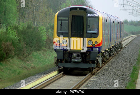 The first of the new South West Trains outer suburban Class 450 EMU trainsets being built by Siemens of Germany is seen under test at the company's Wi Stock Photo