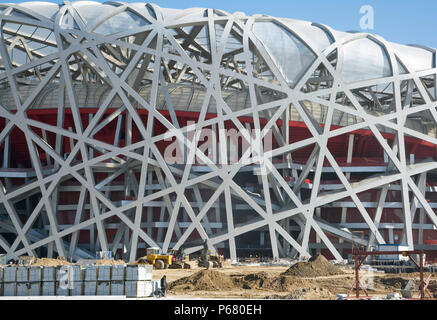 Beijing National Stadium, also known as the Bird's Nest, Beijing, China Stock Photo