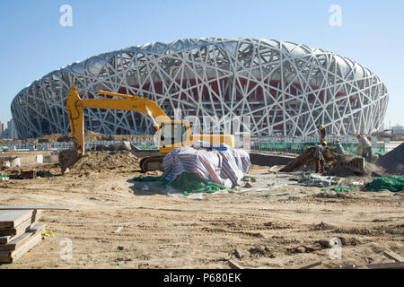 Beijing National Stadium, also known as the Bird's Nest, Beijing, China Stock Photo