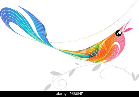 Singing bird, vector illustration Stock Vector
