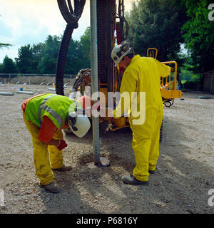 Groundwork and piling on a small construction project. Stock Photo