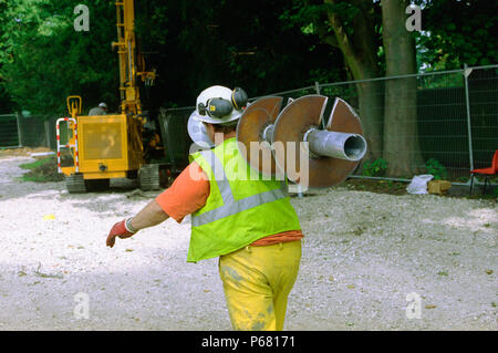 Groundwork and piling on a small construction project. Stock Photo