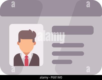 Id card flat icon. Business card with photo flat illustration Stock Vector