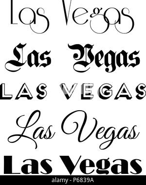 Las Vegas City Text Isolated On White For Calligraphy Lettering Vector Print Template Stock Vector