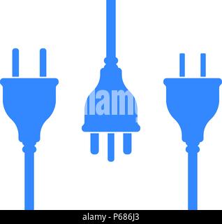 Icon Set of UK, USA, European electric plugs Stock Vector