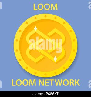 Loom Network Coin cryptocurrency blockchain icon. Virtual electronic, internet money or cryptocoin symbol, logo Stock Vector