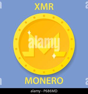 Monero cryptocurrency blockchain icon. Virtual electronic, internet money or cryptocoin symbol, logo Stock Vector