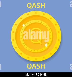 QASH Coin cryptocurrency blockchain icon. Virtual electronic, internet ...