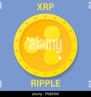 Ripple cryptocurrency blockchain icon. Virtual electronic, internet money or cryptocoin symbol, logo Stock Vector