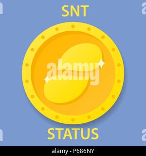 Status Coin cryptocurrency blockchain icon. Virtual electronic, internet money or cryptocoin symbol, logo Stock Vector