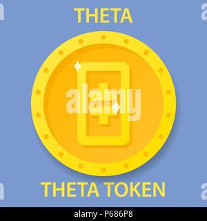 Theta Token Coin cryptocurrency blockchain icon. Virtual electronic, internet money or cryptocoin symbol, logo Stock Vector