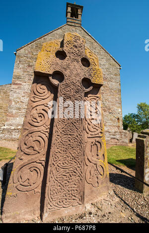 The 8th century Pictish Cross Slab at Aberlemno Church, Angus, Scotland.