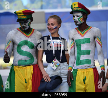 Samara, Russia. 28th June, 2018. Fans are seen prior to the 2018 FIFA World Cup Group H match between Colombia and Senegal in Samara, Russia, June 28, 2018. Credit: Chen Cheng/Xinhua/Alamy Live News Stock Photo