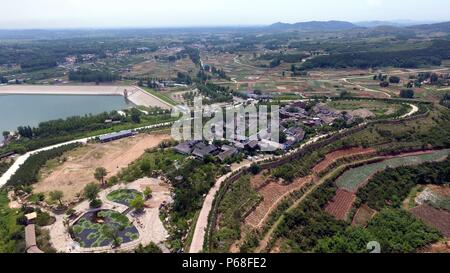 Linyi, Linyi, China. 28th June, 2018. Linyi, CHINA-28th June 2018: Aerial photography of Hongshizhai Scenic Area in Linyi's Shandong Province June 28th, 2018. Credit: SIPA Asia/ZUMA Wire/Alamy Live News Stock Photo