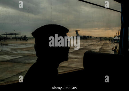 BUTTERWORTH, MALAYSIA - JUNE 29: A former Royal Malaysia Air Force (RMAF) watch the aircraft inside the bus in conjuntion the 60th anniversary of cooperation between Royal Malaysia Air Force (RMAF) and the RAAF in Butterworth Air Base, Malaysia on June 29, 2018. Royal Australian Air Force Butterworth, formally operation on June 1958 during the Japanese invasion following the end World War Two, today more than 167 Air force between RAAF and RMAF take a part in this celebrations. Photo by Samsul Said/NipponNews (MALAYSIA). Stock Photo