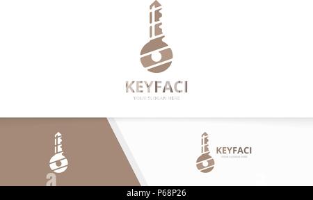 Vector key logo combination. Lock symbol or icon. Unique house logotype design template. Stock Vector