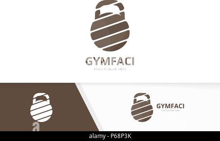 Vector sport logo combination. Gym symbol or icon. Unique fitness logotype design template. Stock Vector