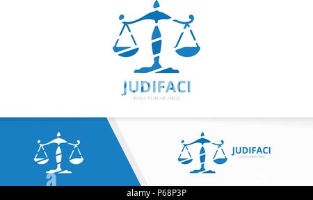 Vector libra logo combination. Scales symbol or icon. Unique law logotype design template. Stock Vector