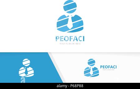 Vector man logo combination. People symbol or icon. Unique human logotype design template. Stock Vector