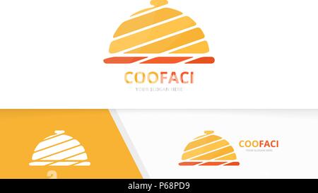 Vector dish logo combination. Plate symbol or icon. Unique kitchen logotype design template. Stock Vector